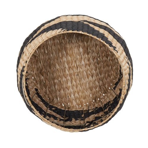 Household Essentials Large Woven Wicker Storage Basket with Handles | Black and Brown Decorative