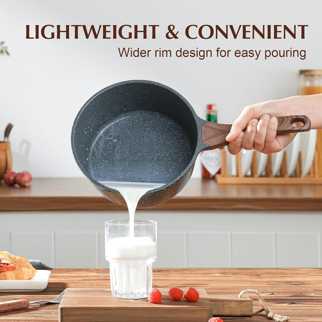 SENSARTE Nonstick Saucepan - 2.0 Quart Small Pot with Swiss Granite Coating & Stay-Cool Handle