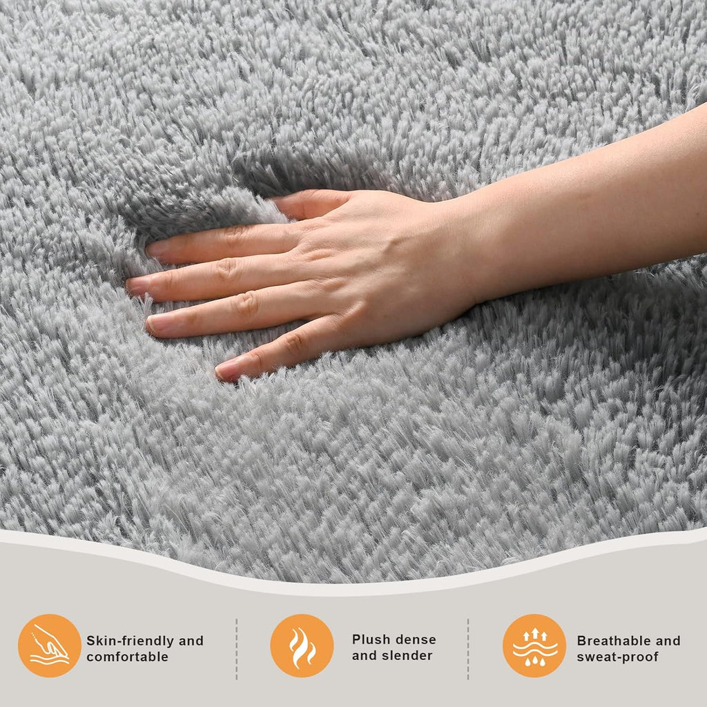 Zentavio Area Rugs - Soft Fluffy Grey Shag Carpet | 4x6 Plush Throw Rug for Living Room & Bedroom