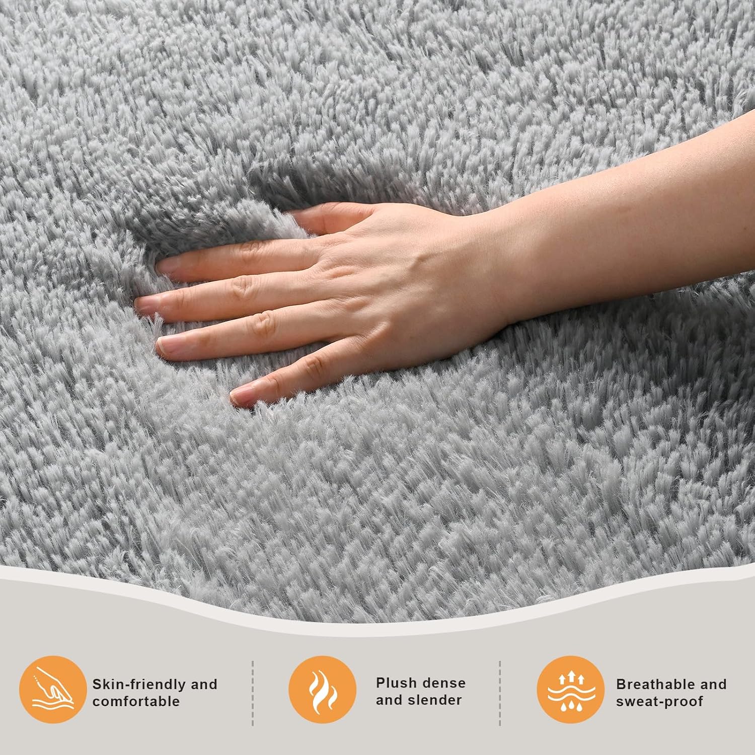 Zentavio Area Rugs - Soft Fluffy Grey Shag Carpet | 4x6 Plush Throw Rug for Living Room & Bedroom