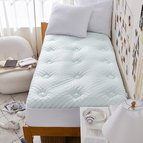 Hansleep Twin Mattress Pad - Memory Foam Topper for Back Pain Relief | Viscose from Bamboo, 39" x 75", White