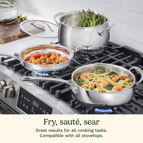 Cuisinart PureClad™ PureClad™ Triple-Ply 12" Stainless Steel Skillet with Helper Handle and Cover. PCT22-30HC