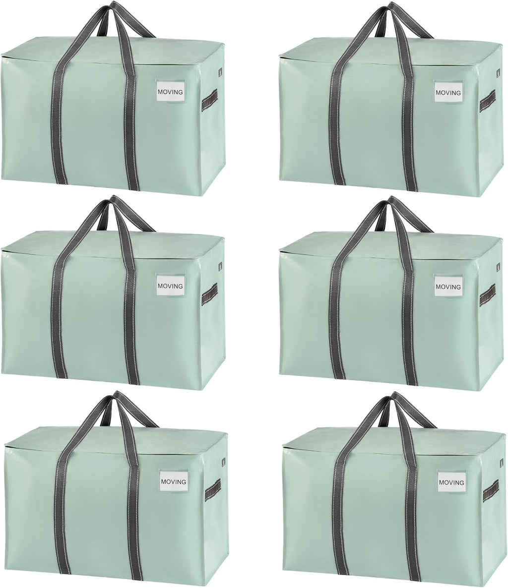 VENO Heavy Duty Moving Bags - Extra Large, Foldable Storage Solution with Reinforced Handles & Strong Zippers | 6 Pack