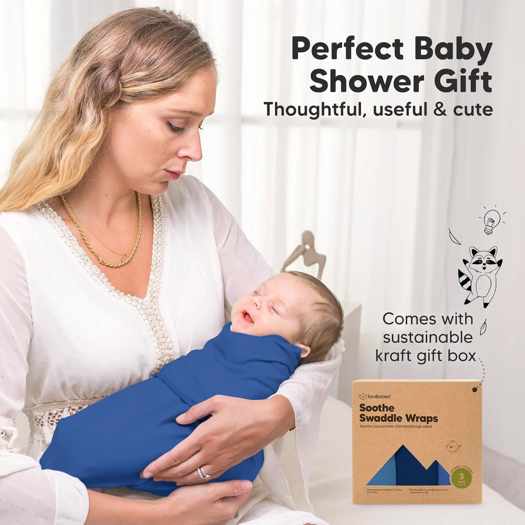Skiennix Organic Baby Swaddle Sleep Sacks - Soft & Snug for Newborns 0-3 Months | 3-Pack in Frost