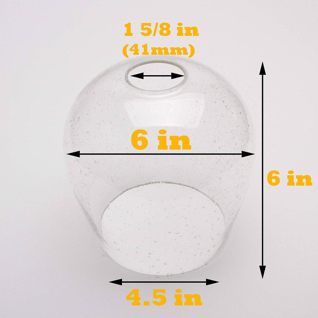 Seeded Bubble Glass Lamp Shade, LEDupdates 3 Pack Oversize Clear Globe Seeded bubble Finish for Light Fixture Glass replacement