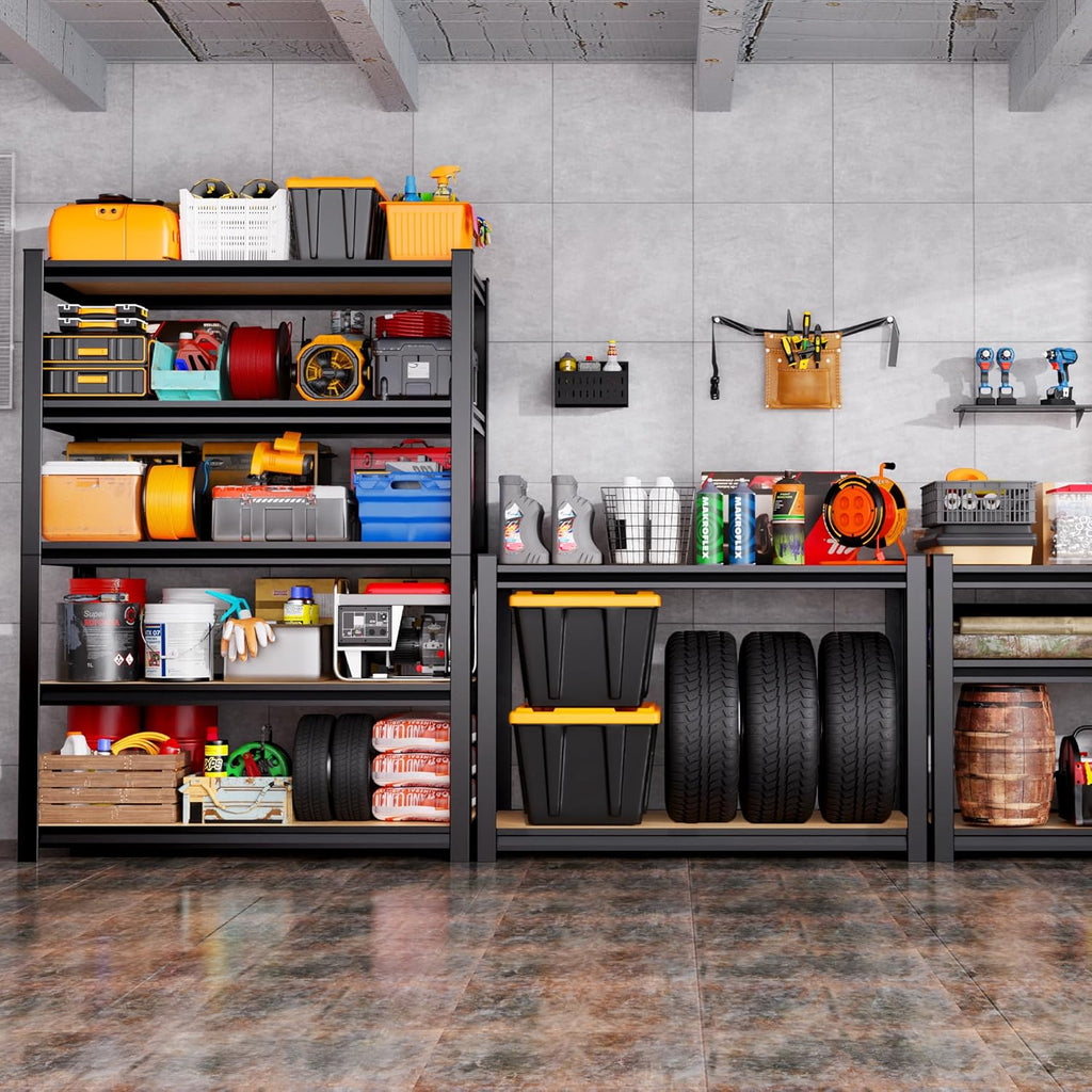 Regine Switzerland 5-Tier Garage Shelving Unit - Adjustable Heavy-Duty Metal Storage Rack | 71"H x 32"W x 14"D