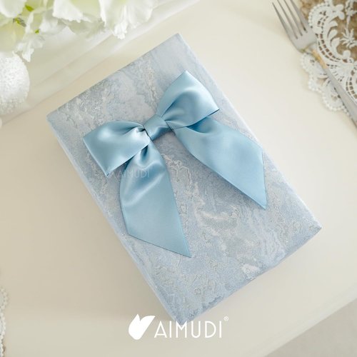 AIMUDI Satin Bows - Dusty Blue Premade Ribbon Bows for Gift Wrapping & Decorations | 5.5" | 24 PCs