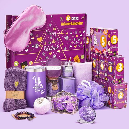 Advent Calendar | 12 Days of Unique Lavender Spa Gifts for Women - Perfect for Mom, Wife, Girlfriend, Sister