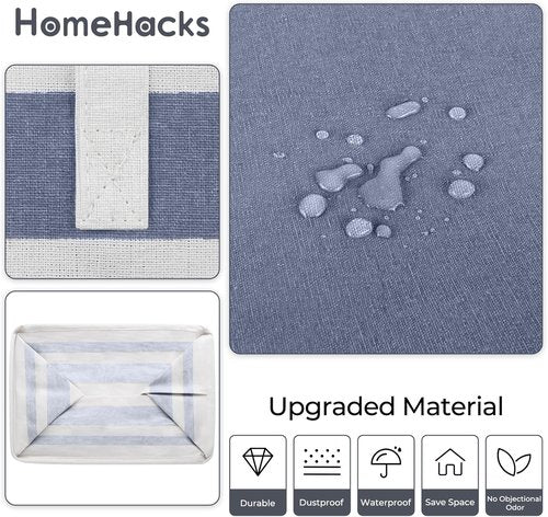 HomeHacks Large Laundry Basket - Waterproof & Collapsible Hamper with Extended Handles | 125L, Blue
