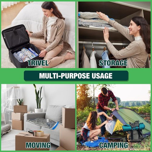HIBAG Vacuum Storage Bags - Electric Pump Included | Jumbo 10-Pack for Clothes, Pillows & Bedding