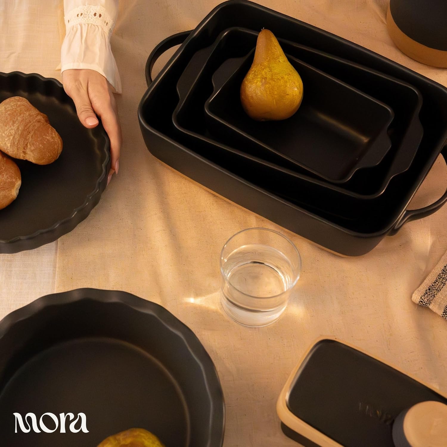 Mora Ceramic Baking Dish - Extra Deep 9x13 in Casserole Pan with Handles | Versatile Porcelain Bakeware in Liquorice