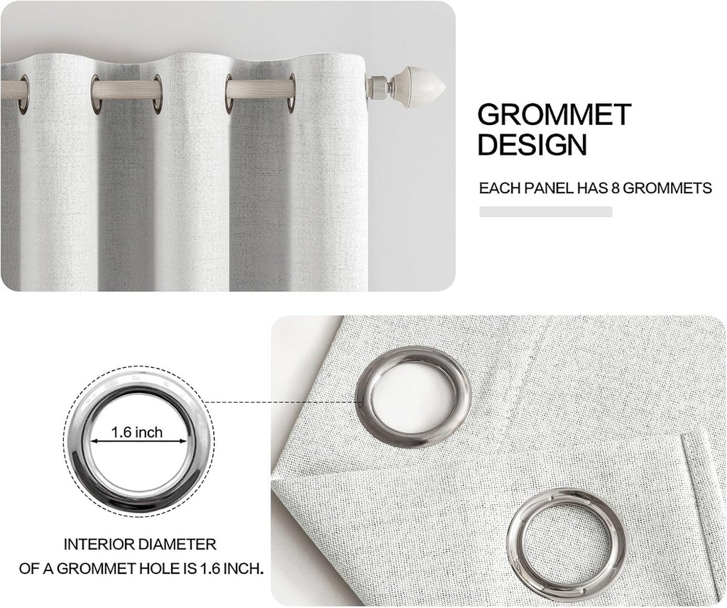 MIULEE Blackout Curtains - 100% Thermal Insulated Linen Textured Drapes | Heathered White, 52 x 45 Inch (2 Panels)