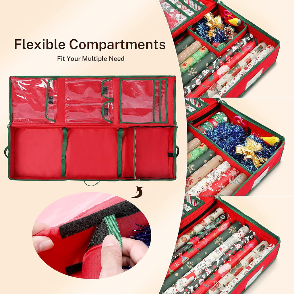 MaidMAX Christmas Wrapping Paper Storage Bag - 42-Inch Gift Wrap Organizer with Durable 600D Oxford Fabric | Holds Rolls, Ribbons & Bows