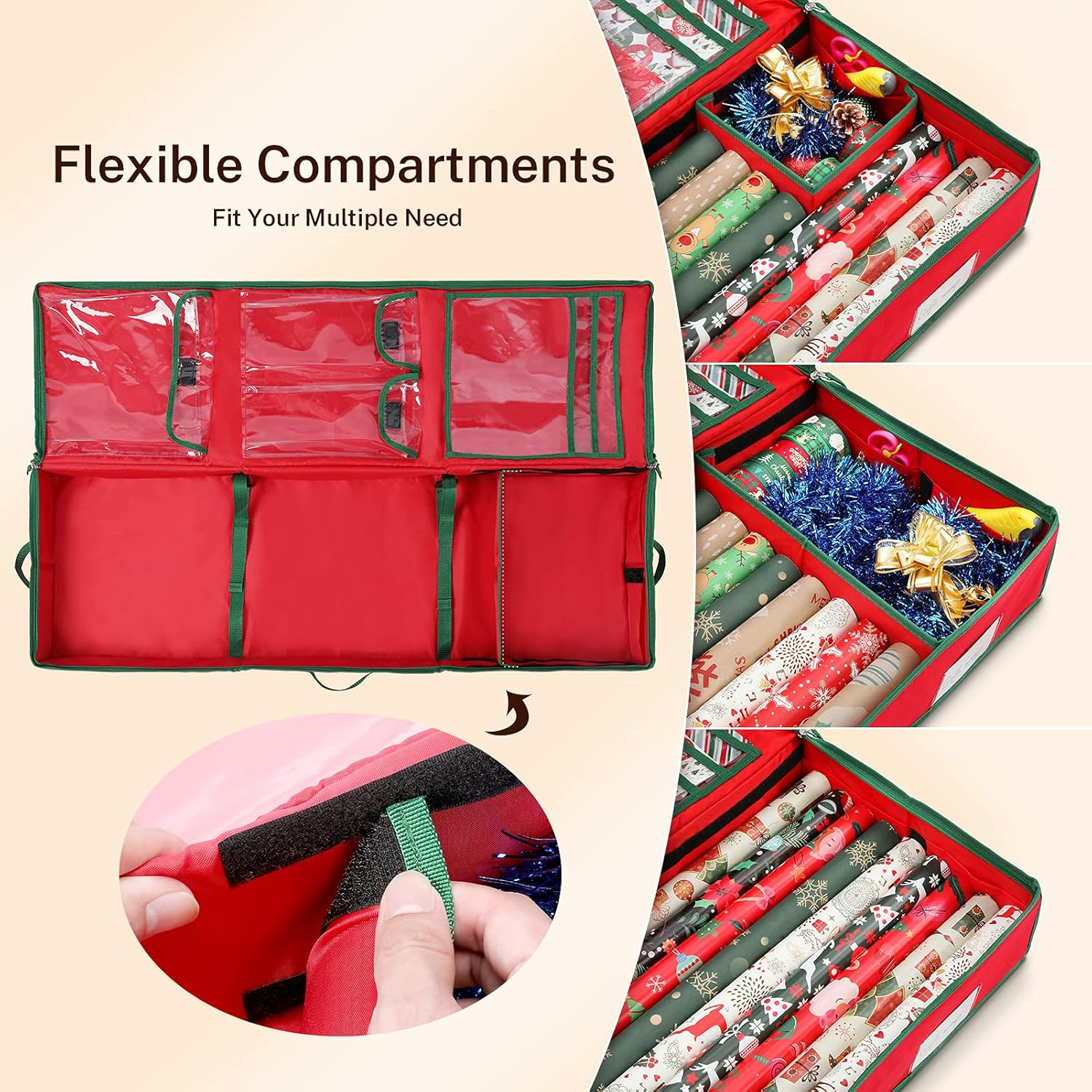 MaidMAX Christmas Wrapping Paper Storage Bag - 42-Inch Gift Wrap Organizer with Durable 600D Oxford Fabric | Holds Rolls, Ribbons & Bows