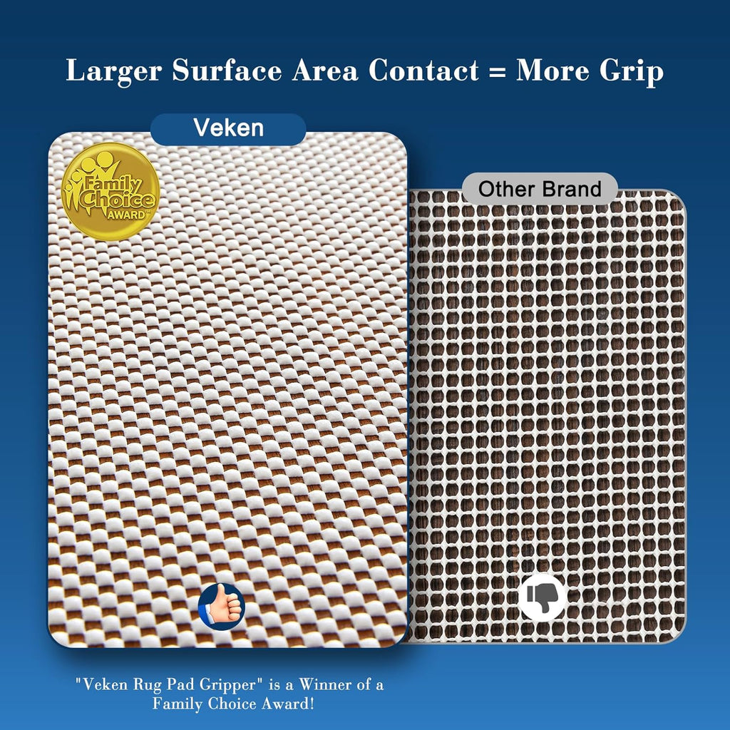 Veken Non-Slip Rug Pad Gripper - Extra Thick 8 x 10 Feet for Hard Surfaces | Keeps Rugs Safe & In Place