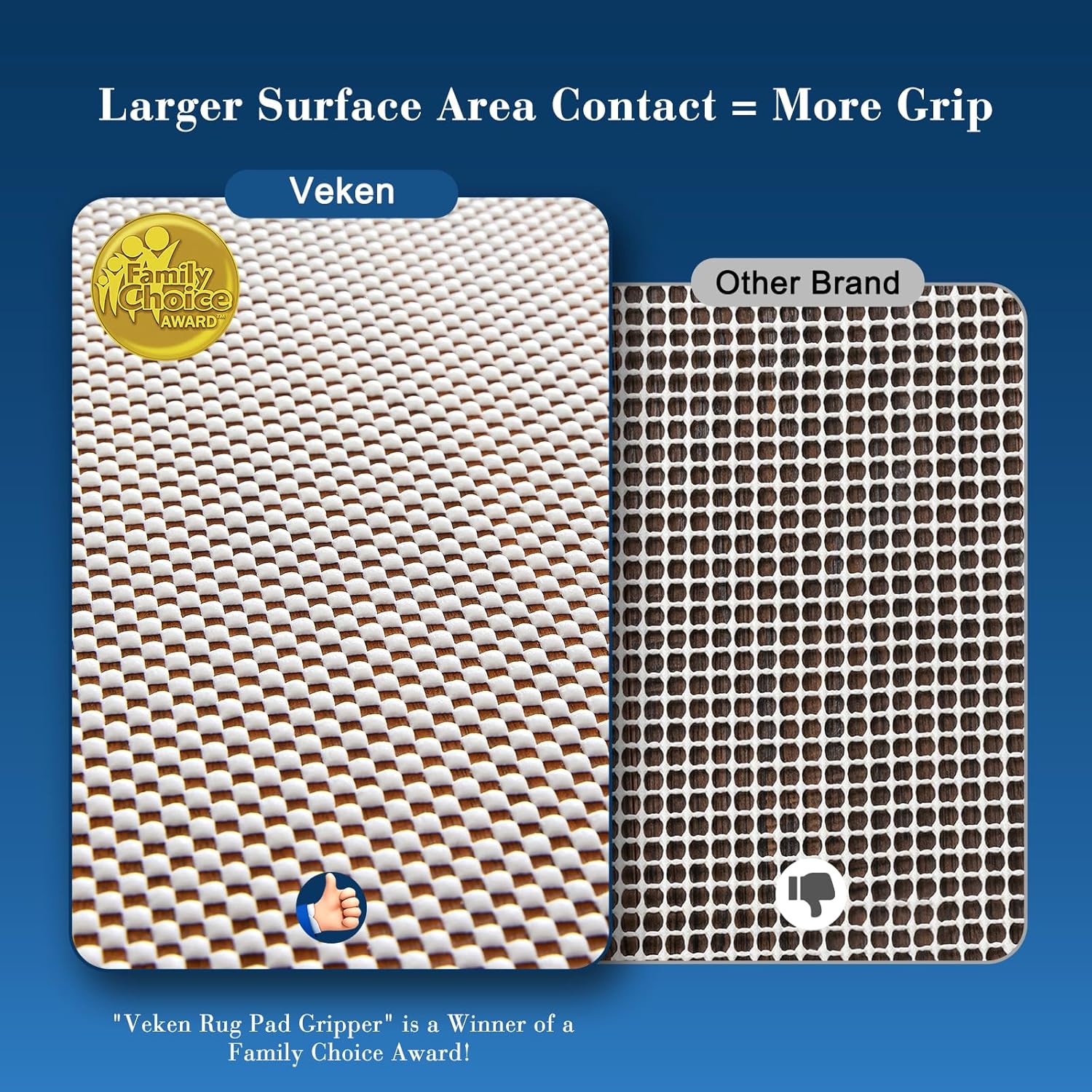 Veken Non-Slip Rug Pad Gripper - Extra Thick 8 x 10 Feet for Hard Surfaces | Keeps Rugs Safe & In Place