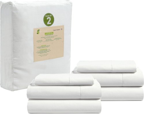 LANE LINEN 100% Organic Cotton Twin XL Sheet Set - Ultra Soft 3-Piece White Percale Bedding, Fits Mattresses Up to 15" Deep