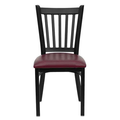 Flash Furniture HERCULES Series Black Vertical Back Metal Restaurant Chair - Burgundy Vinyl Seat