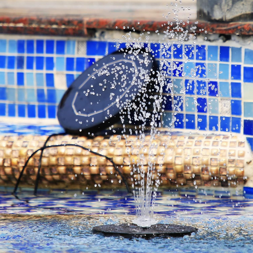 AISITIN Solar Fountain Pump - DIY Water Feature with 6 Nozzles & 3.9ft Cord | Perfect for Bird Baths & Gardens