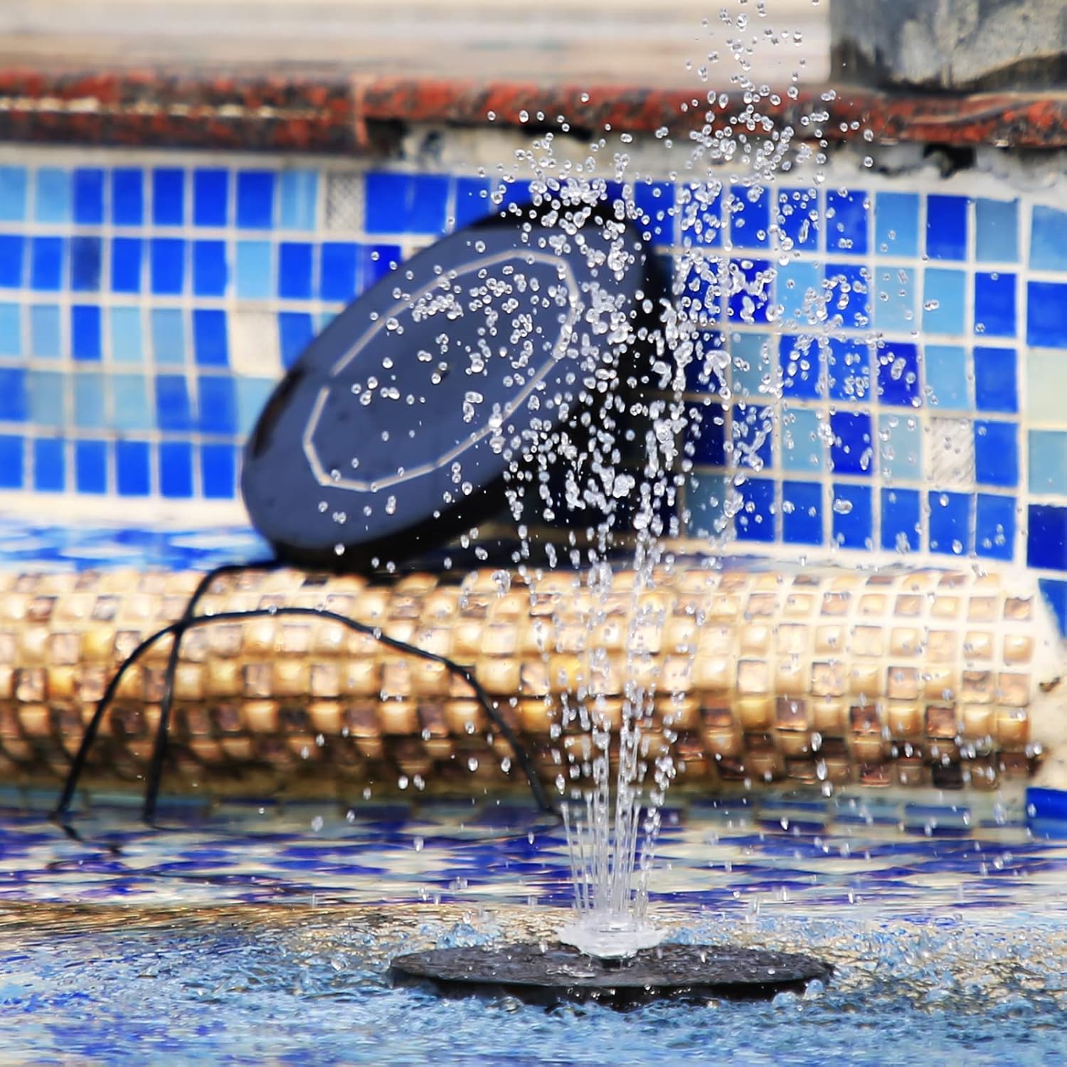 AISITIN Solar Fountain Pump - DIY Water Feature with 6 Nozzles & 3.9ft Cord | Perfect for Bird Baths & Gardens