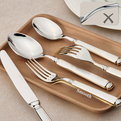 CAROTE 20 Pieces Silverware Set, Premium 18/10 Stainless Steel Flatware Set, Luxury Cutlery Set for 4, Dishwasher Safe for Home and Kitchen with Relief Patterns Handle, Party, Wedding, Silver
