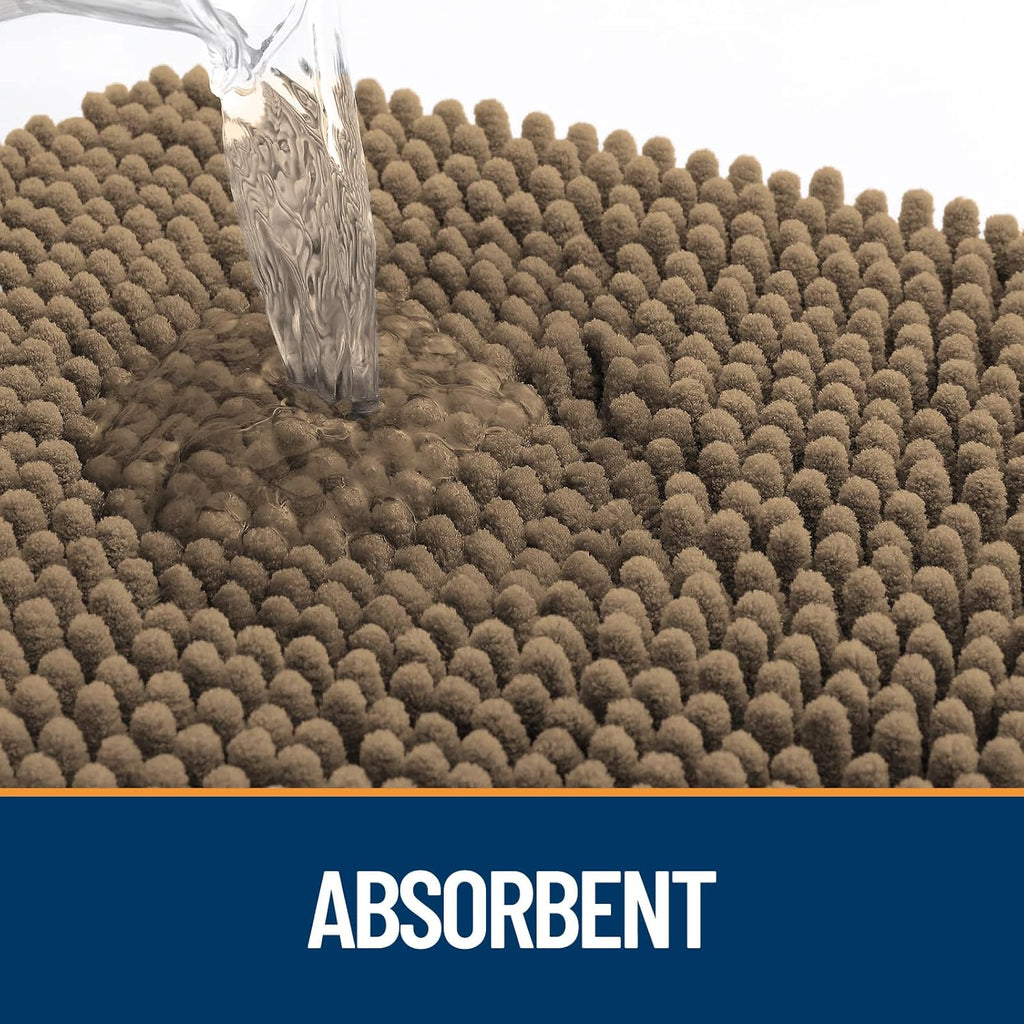 OLANLY Dog Door Mat - Absorbent Non-Slip Chenille Mat for Muddy Paws | 59x35 Inches, Tan