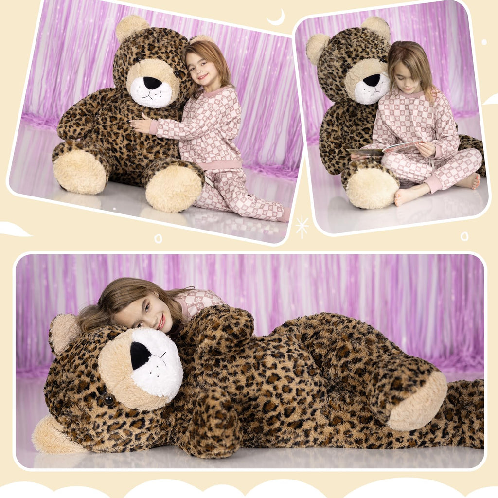 MaoGoLan 51" Giant Cheetah Stuffed Animal Plush Toy, Large Leopard Stuffed Animal Plush Pillow for Girlfriend Boyfriend Kids, Super Soft Cheetah Stuffy Gift for Valentines Birthday Baby Shower Decor