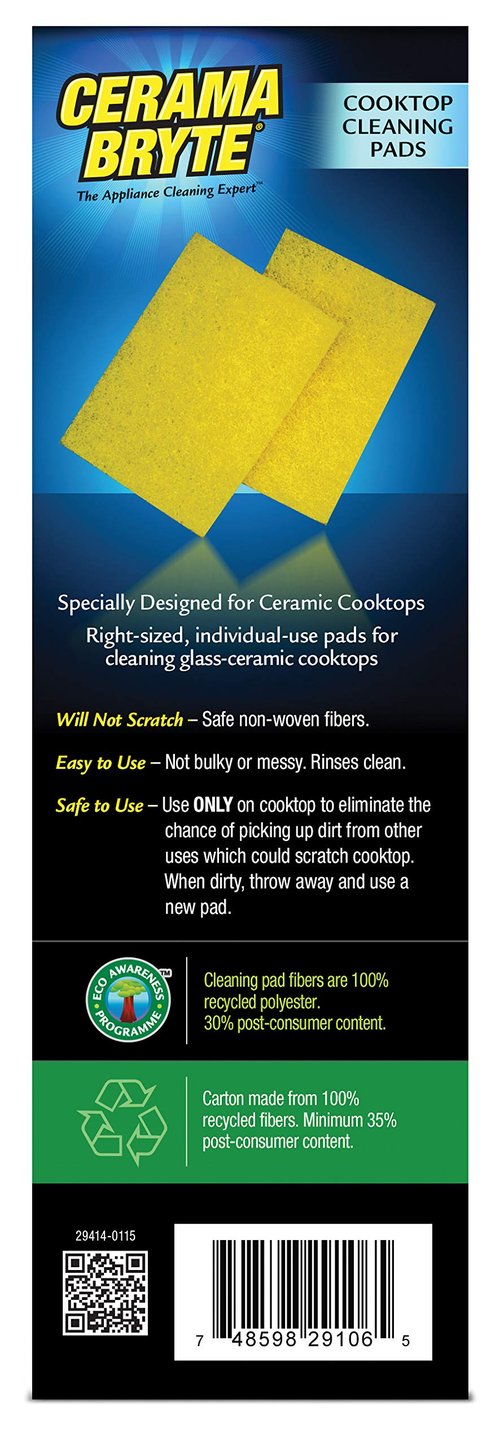(2 Pack) Cerama Bryte Ceramic Cooktop Cleaning Pads, Total 20 Pads