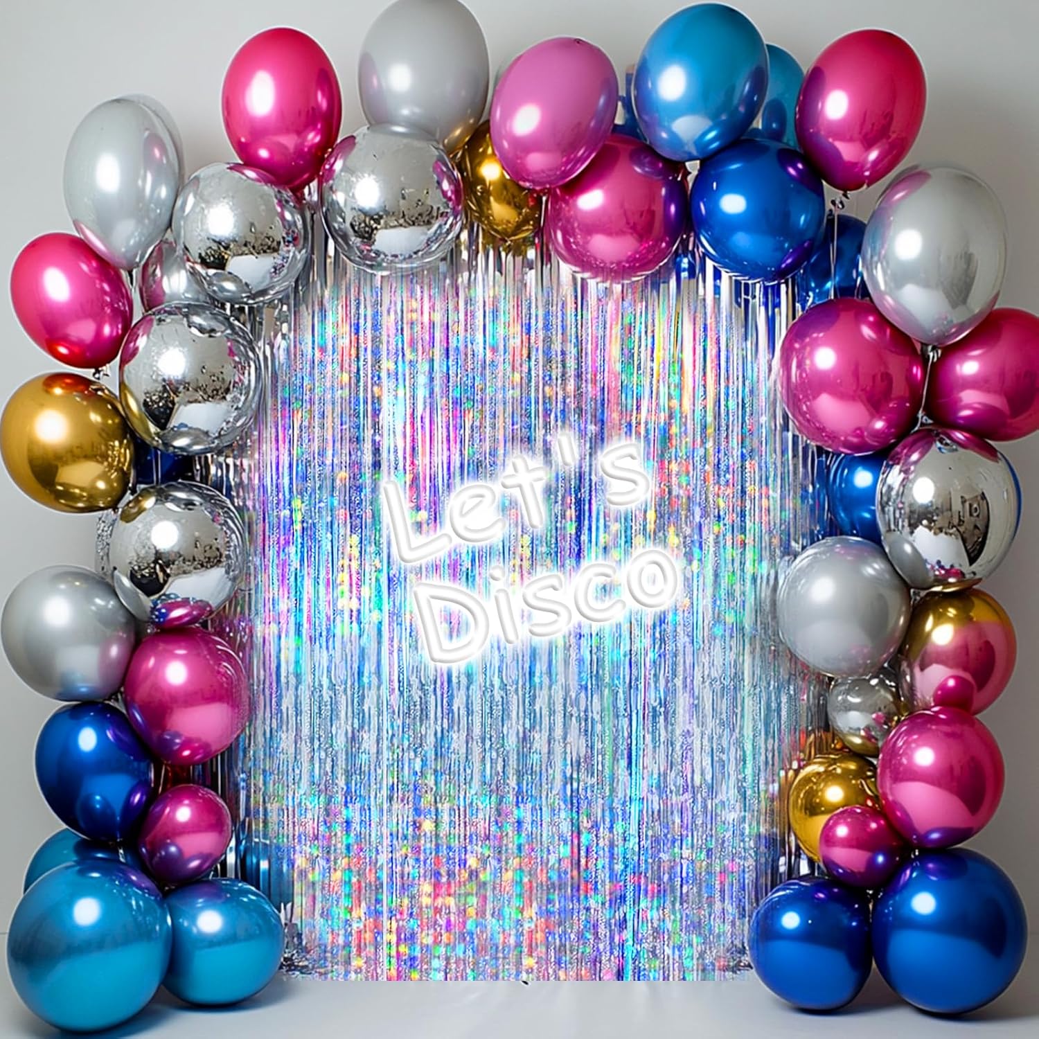 Silver Foil Fringe Curtain by [Brand Name] - 4 Pack Metallic Tinsel Backdrop for Parties & Events