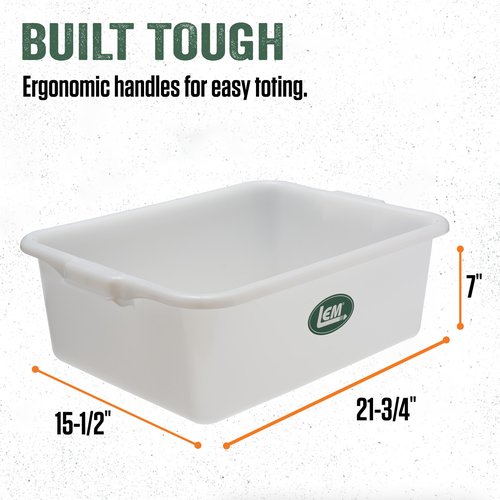 LEM Products Heavy Duty Meat Lug, Large Plastic Storage Containers for Meal Prep, High-Density Polyethylene (HDPE), White, 5-Pack