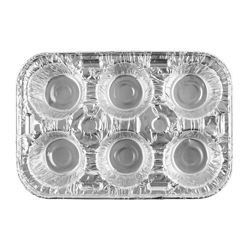 PLASTICPRO Aluminum Foil Muffin Pans Reusable and Disposable, Muffin & Pie foil Pan (20, 6 cavity XL)