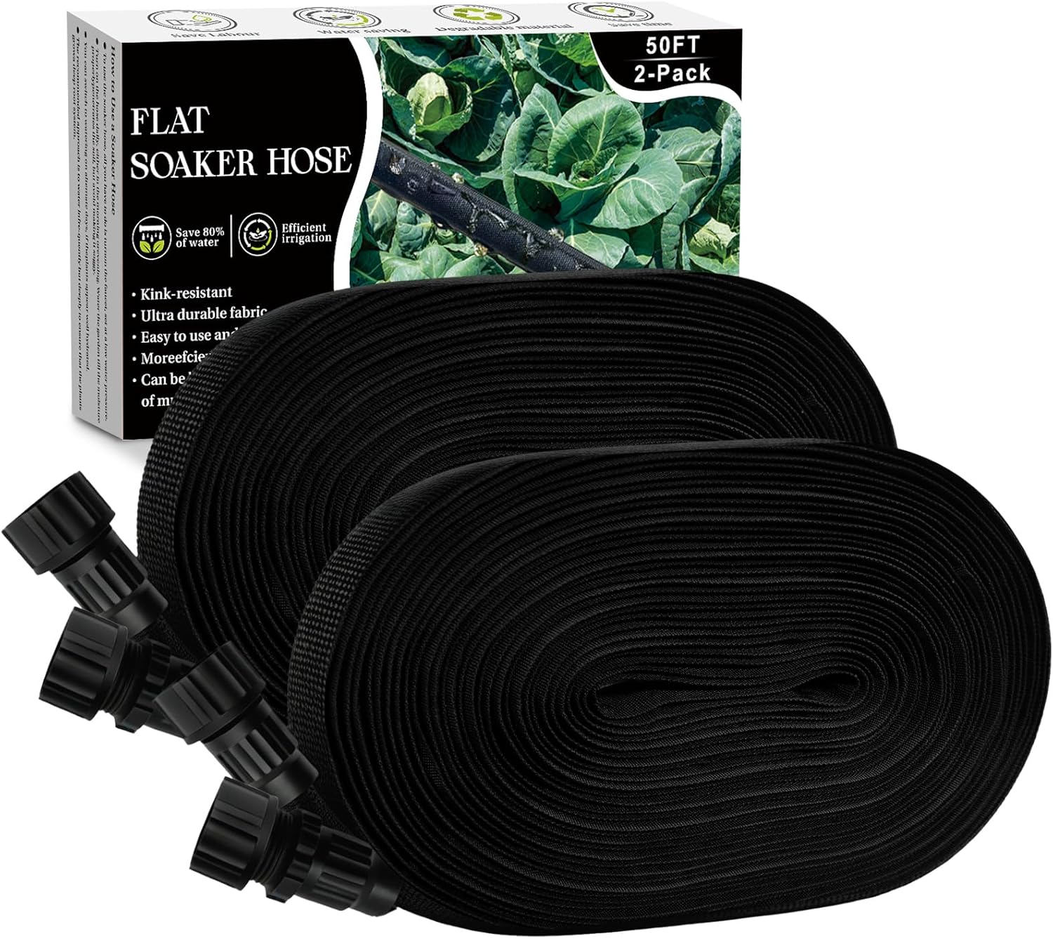 Soaker Hose 100FT - Thickened Flat Drip Irrigation Hose | Leak-Free Design Saves 80% Water