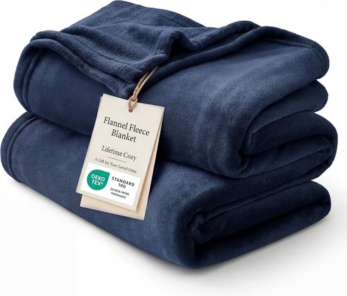 Bedsure GentleSoft Fleece Throw Blanket - XL Navy Plush & Cozy 300GSM for Bed, Sofa, Travel | 50x70 Inches