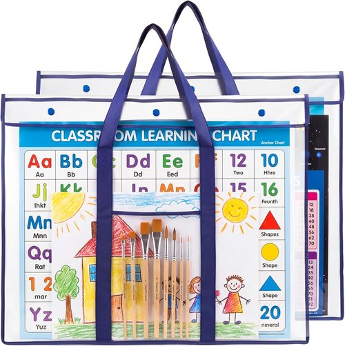 GAMENOTE Large Poster Storage Bag - 2 Pack Art Portfolio Holder for Classroom Organization (31.5"×25.5")