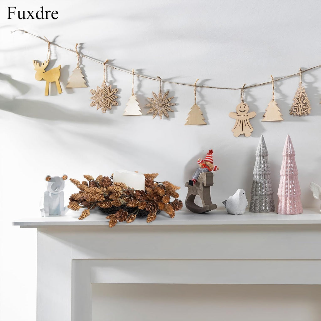 Regine Switzerland Christmas Candle Rings - 10 Inch Wreath with Artificial Brown Pinecones | Indoor Decor for Home Centerpieces