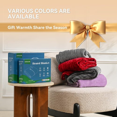 Heated Electric Blanket Queen Size 84"x90" Heating Blanket with Dual Control 9 Heating Levels 10 Timer Modes Auto Off, Fast Heating Over-Heat Protection Ultra Soft Flannel ETL Certified, Dark Gery