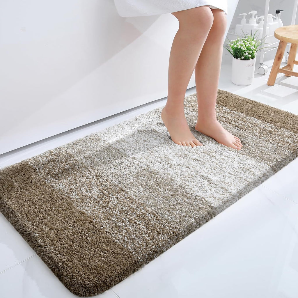 OLANLY Bathroom Runner Rugs - Extra Soft Microfiber Mat 47x24 | Quick Dry, Washable, Rubber Backing, Coffee Color