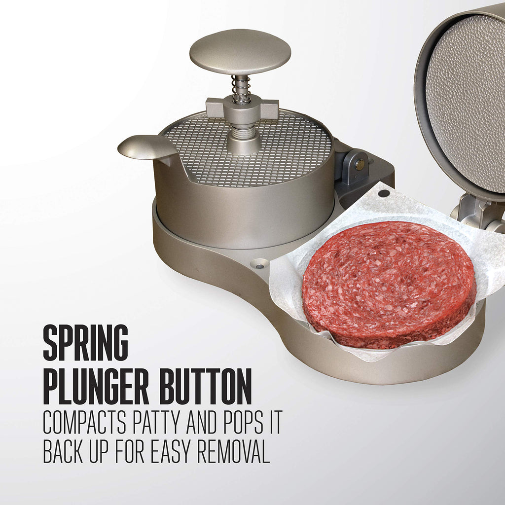 Weston Burger Press, Makes 4 1/2" Diameter Patties for Hamburger, Crab Cakes, Sausage, 1/4lb to 3/4lb, with Spring Ejector for Easy Removal, Double, Non-stick Heavy-Duty Cast Aluminum (07-0701)