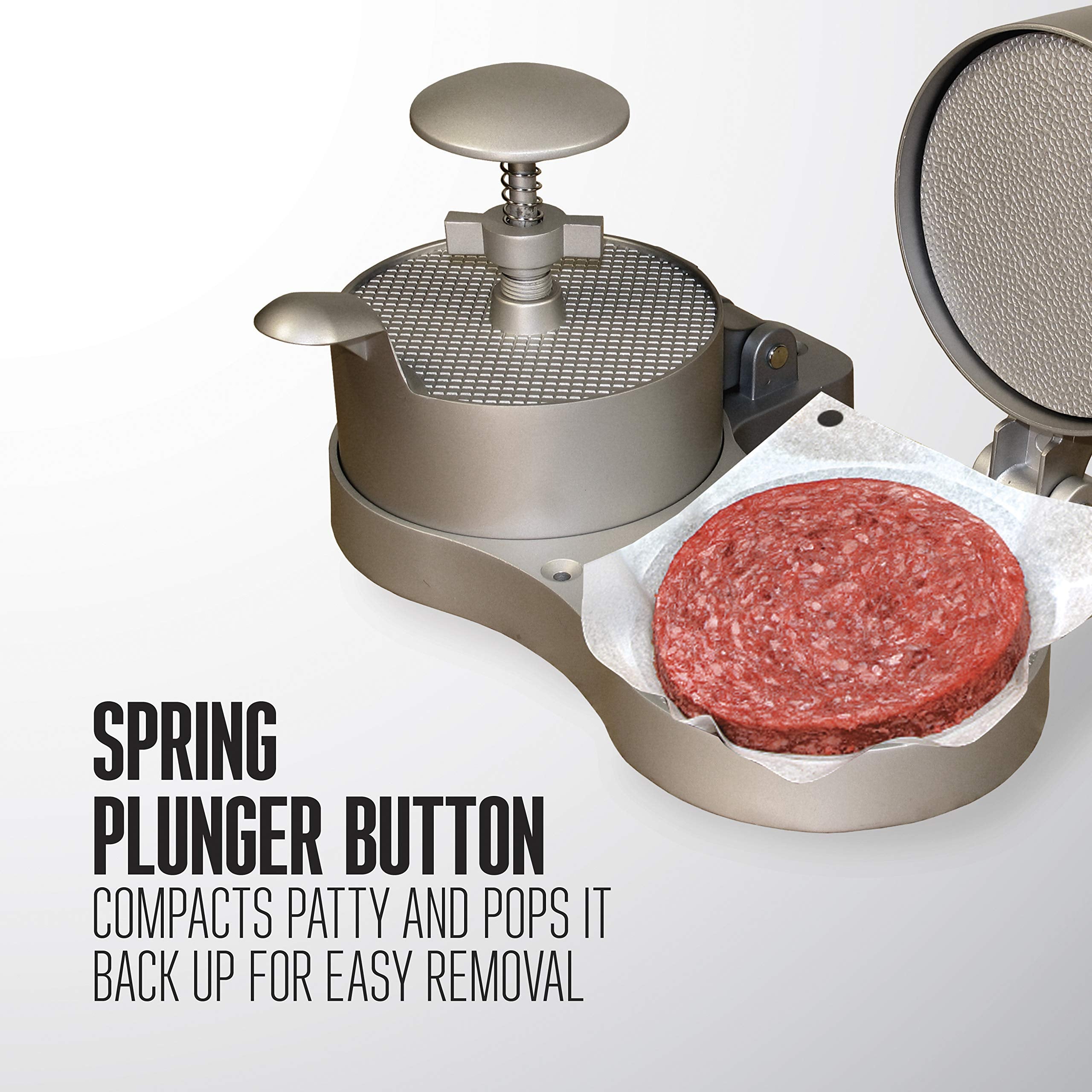 Weston Burger Press, Makes 4 1/2" Diameter Patties for Hamburger, Crab Cakes, Sausage, 1/4lb to 3/4lb, with Spring Ejector for Easy Removal, Double, Non-stick Heavy-Duty Cast Aluminum (07-0701)