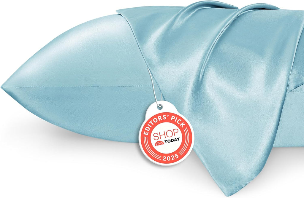 Bedsure Satin Pillowcases - Luxurious Silk-Like Queen Size Set of 2 | Aqua, 20x30 Inches, Envelope Closure