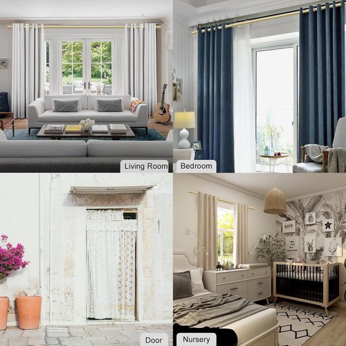 Byondeth Adjustable Curtain Rods - 16 to 200 Inches, 1 Inch Diameter, Flash Gold Aluminum Finials