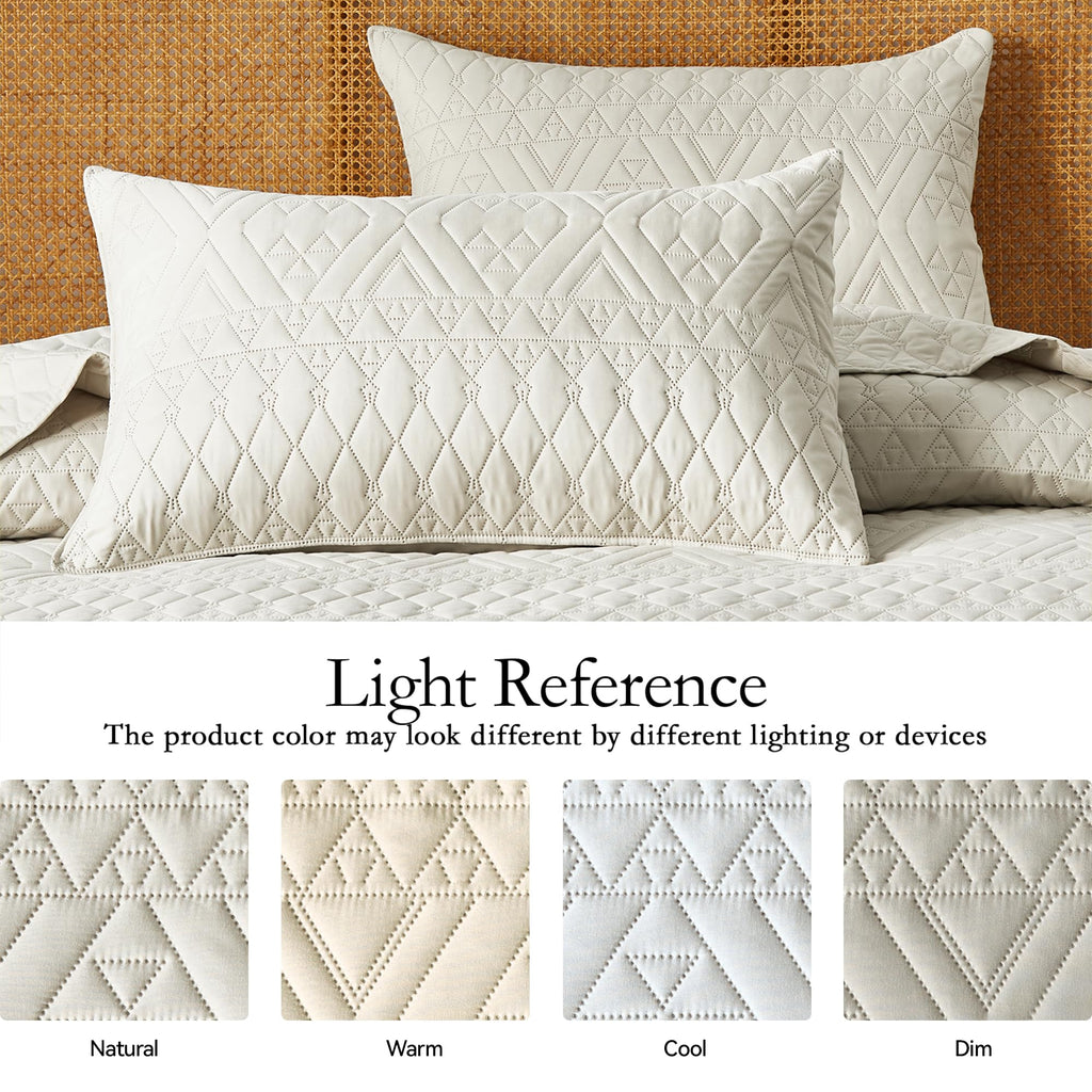 akkialla King/Cal King Quilt Set, Boho Style in a Solid Color, Cream Lightweight Microfiber Bedspread, Soft and Breathable Coverlet for All Seasons, 3-Piece Bedding Set (1 Quilt, 2 Pillow Shams)