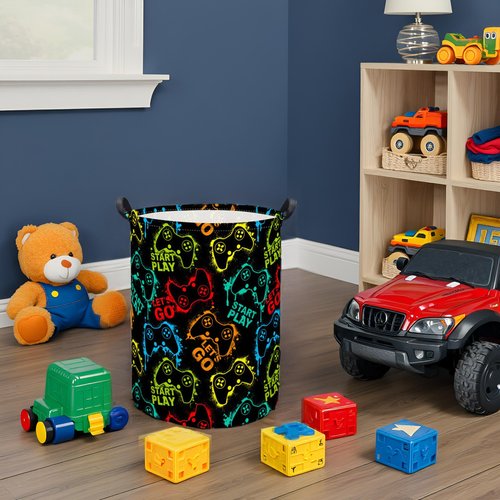 TIBAOLOVER Kids Laundry Basket Baby Hamper Toy Storage Bin for Boys Room Decor Baby Nursery Hamper Gift Baskets for Bedroom Bathroom(Game)