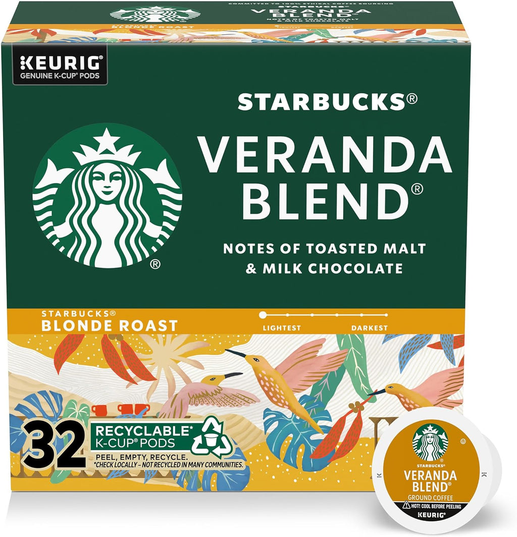 Starbucks K-Cup Coffee Pods - Blonde Roast Veranda Blend for Hot or Iced Coffee | 32 Count