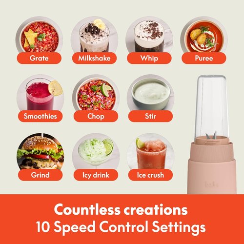 Bella Portable Rocket Blender - 6 Pcs Juicer & Smoothie Maker | BPA-Free, 240W, 4 Tip Stainless Steel Blade, Dishwasher Safe