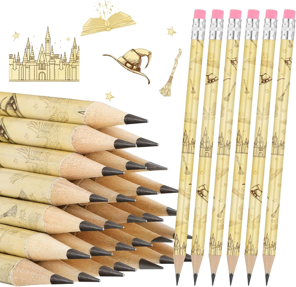Tenceur Wizard Party Favors - 100 Magical Castle Pencils with Eraser Heads | Perfect for Kids' Birthdays & School Supplies