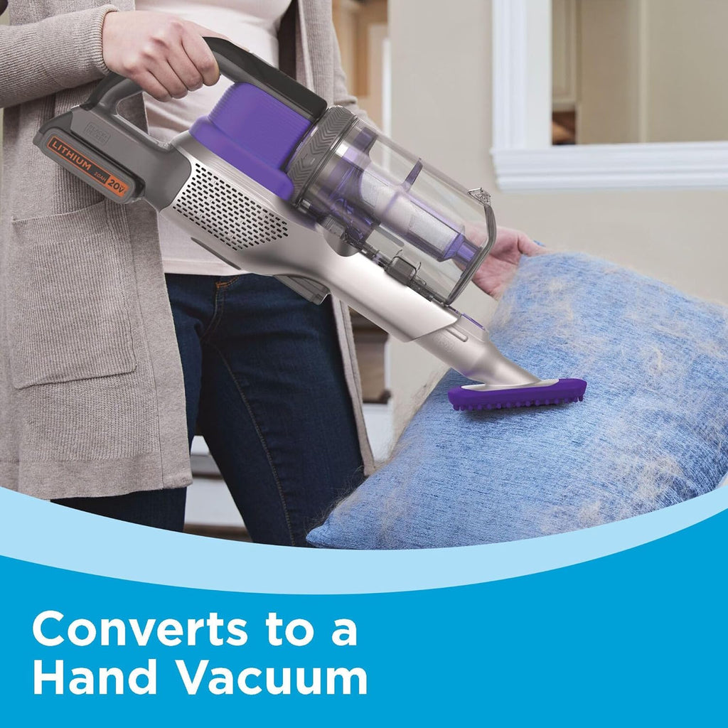 BLACK+DECKER Cordless Pet Hair Vacuum - Maximum Suction, 55 Minutes Runtime, Multi-Surface | Lightweight Design