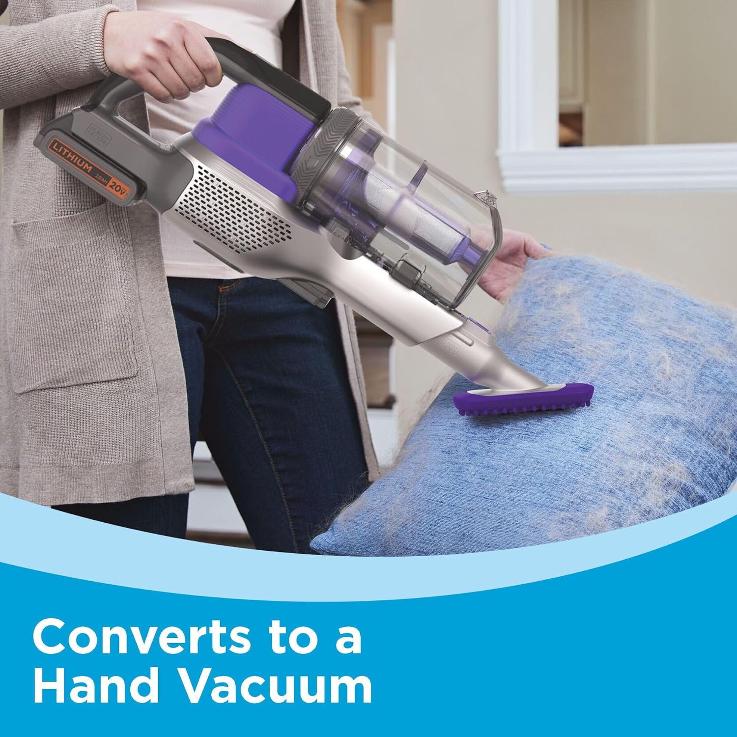 BLACK+DECKER Cordless Pet Hair Vacuum - Maximum Suction, 55 Minutes Runtime, Multi-Surface | Lightweight Design