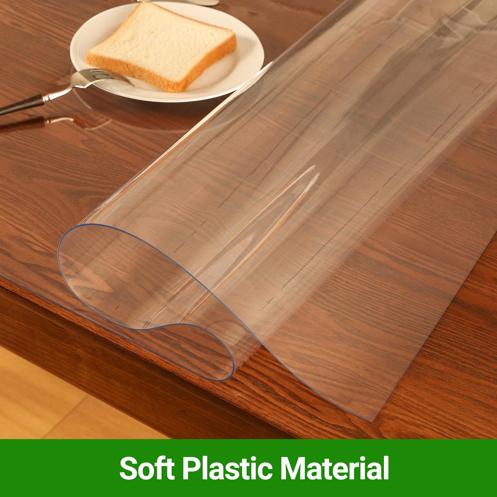 ETECHMART Clear Plastic Table Cover Protector 60 x 60'', 2.0mm Thick Waterproof Transparent Table Protector for Dining Table, Non-Slip Heat Resistant Clear Desk Mat for Kitchen Office