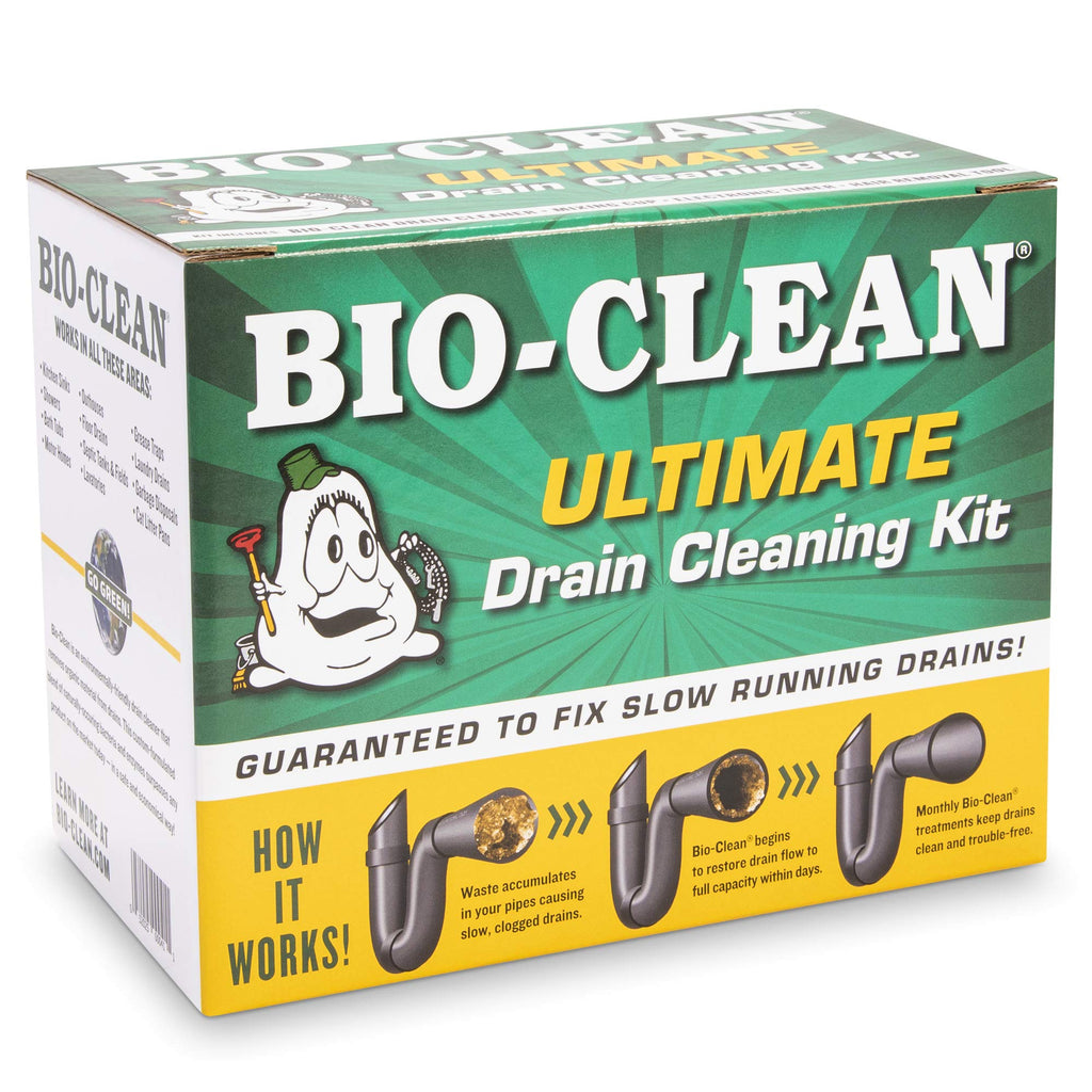Bio-Clean Ultimate Drain Cleaning Kit Cleans Drains- Septic Tanks - Grease Traps All Natural and 100% Guaranteed No Caustic Chemicals! Removes fats Oil and Grease, Completely Cleans Your System.